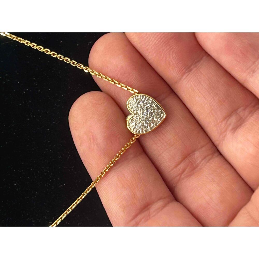 Swarovski Good Gold Chain Heart Pendant Necklace Crystal Accents - Picture 3 of 7